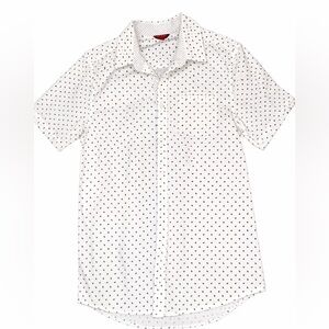 Men’s Medium Guess White Geometric Print Short Sleeve Button Up Shirt